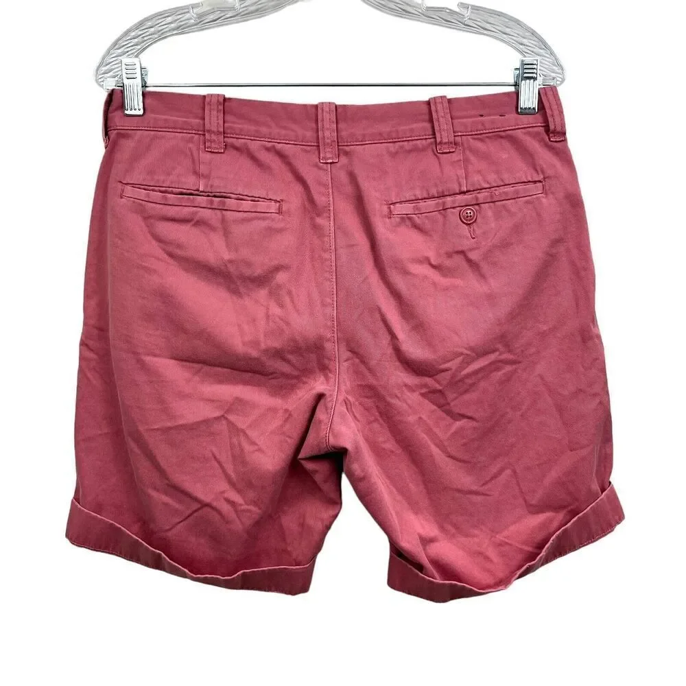J. Crew Mens Stanton Chino Shorts Cuffed Hem Slash Pockets Salmon Pink Size 30W*